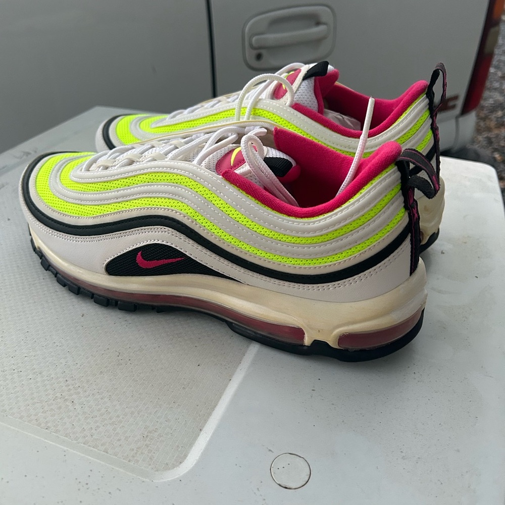 Nike Air Max 97 White and Neon Sneakers